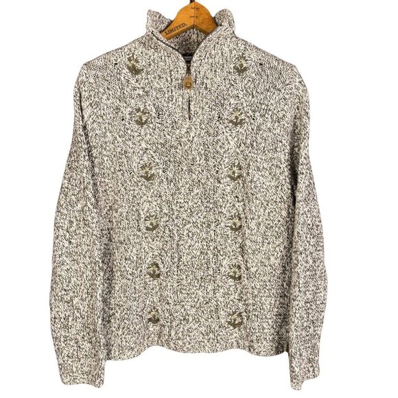 Vintage Sweaters - Vintage Northern Reflections Half Zip Sweater Hand Embroidered Knit Pullover